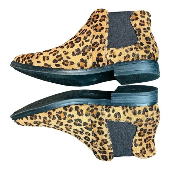 RESTRICTED LEOPARD ANIMAL PRINT SUEDE ANKLE BOOTS SLIP ON BOOTIES SIZE 7.5 - Picture 5 of 11